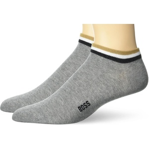 BOSS Men’s 2 Pack Iconic Stripe Ankle Band Socks(Wild Mushroom Grey)