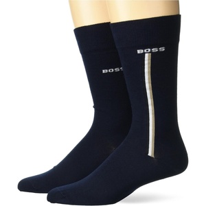 BOSS Men’s 2 Pack Iconic Stripe Design Combed Cotton Socks(Captain Navy)