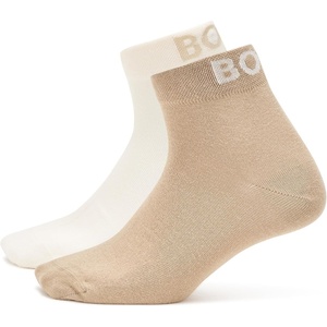 BOSS Men’s 2-pack Logo Design Short Socks(Light Beige / Clean White)