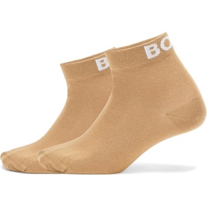 BOSS Men’s 2-pack Logo Design Short Socks(Medium Beige)