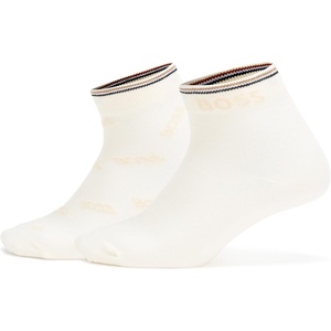 BOSS Men’s 2-pack Logo Design Short Socks(White Sesame)