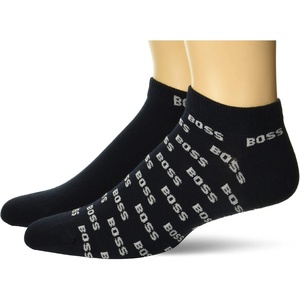 BOSS Men’s 2-pair Repeat Logo Cotton Ankle Socks(Eclipse Blue  Eclipse Blue / Bright Cloud)