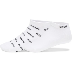 BOSS Men’s 2-pair Repeat Logo Cotton Ankle Socks(White Lychee)