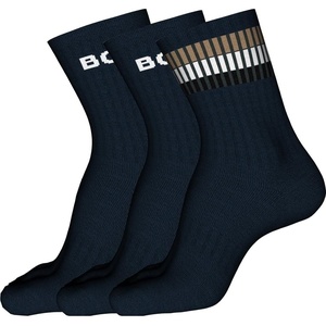 BOSS Mens 3-Pack Bold Logo Solid Cotton Socks(Captain Navy)