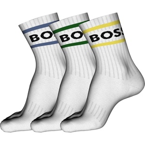 BOSS Mens 3-Pack Bold Logo Solid Cotton Socks(White Cloud/White Cloud/White Cloud)