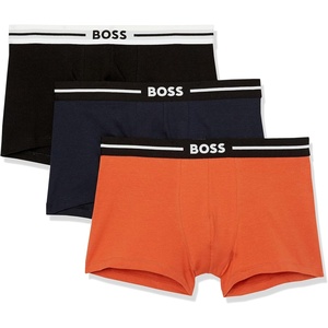 BOSS Men’s 3-pack Bold Logo Trunks(Black/Black/Orange Fire)