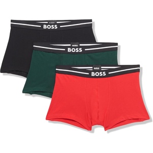 BOSS Men’s 3-pack Bold Logo Trunks(Black/Red/Pinetree Green)