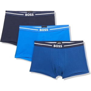 BOSS Men’s 3-pack Bold Logo Trunks(Electric Blue/Deep Navy)