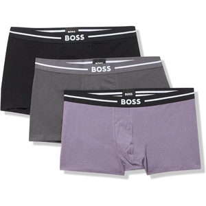 BOSS Men’s 3-pack Bold Logo Trunks(Purple Sage/Slate Grey/Black)