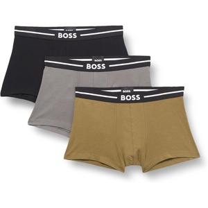 BOSS Men’s 3-pack Bold Logo Trunks(Spinach Green  Black Currant  Grey Mushroom)
