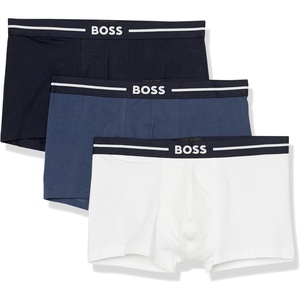 BOSS Men’s 3-pack Bold Logo Trunks(Spruce Blue/White/Navy)