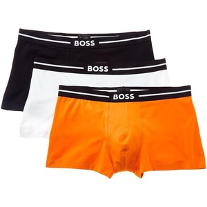BOSS Men’s 3-pack Bold Logo Trunks(Tangerine/Frost White/Black Soot)
