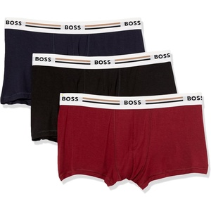 BOSS Men’s 3-pack Iconic Stripe Waistband Trunks(Cabernet Wine)