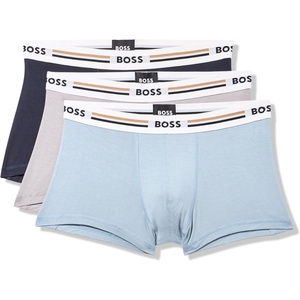 BOSS Men’s 3-pack Iconic Stripe Waistband Trunks(Forever Blue/Grey Gloss/Clean Navy)