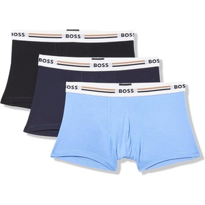 BOSS Men’s 3-pack Iconic Stripe Waistband Trunks(Navy/Niagara Blue/Black)
