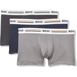 BOSS Men’s 3-pack Iconic Stripe Waistband Trunks(Navy/Shark/Charcoal)