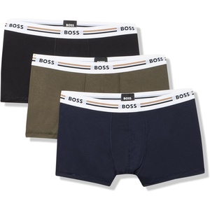 BOSS Men’s 3-pack Iconic Stripe Waistband Trunks(Olive/Navy/Black Thunder)
