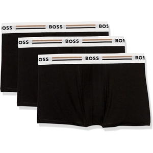BOSS Men’s 3-pack Iconic Stripe Waistband Trunks(Solid Black / Solid Black / Solid Black)