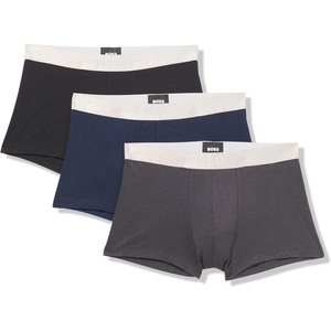 BOSS Men’s 3-pack Metallic Waistband Stretch Trunks(Black Currant / Silver Spoon)