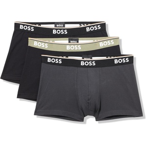 BOSS Men’s 3-pack Multi Color Bold Logo Trunks(Black Gloss/Asphalt/Black Gloss)