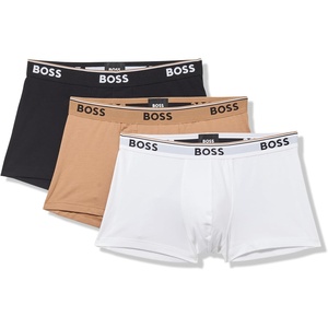 BOSS Men’s 3-pack Multi Color Bold Logo Trunks(Black/Camel/White Bone)