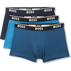 BOSS Men’s 3-pack Multi Color Bold Logo Trunks(Navy/Peacock Blue/Ocean)