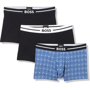 BOSS Men’s 3-pack Multi Design Bold Logo Trunks(Bijou Blue/Black/Black)