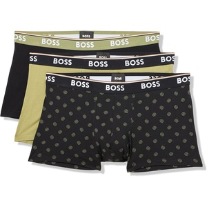 BOSS Men’s 3-pack Multi Design Bold Logo Trunks(Black Dot/Split Pea/Black Carbon)