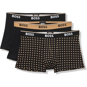 BOSS Men’s 3-pack Multi Design Bold Logo Trunks(Black Dots/Black Cream)