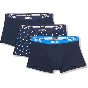 BOSS Men’s 3-pack Multi Design Bold Logo Trunks(Deep Blue)