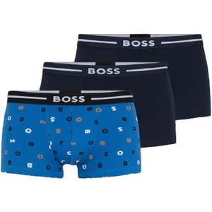 BOSS Men’s 3-pack Multi Design Bold Logo Trunks(Navy/Bold Letters/Navy)