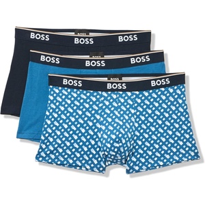BOSS Men’s 3-pack Multi Design Bold Logo Trunks(Skyway)