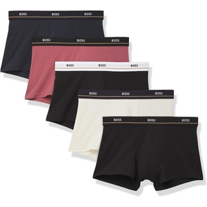 BOSS Men’s 5-pack Bold Logo Trunks(Black Currant  Black Currant  Toasted Marshmellow  Red Potato  Black Berry Blue)