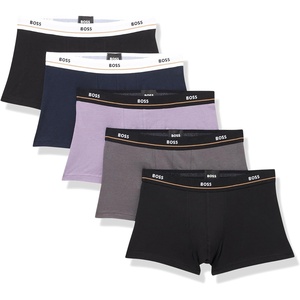 BOSS Men’s 5-pack Bold Logo Trunks(Black Thunder/Purple Sage/Navy/Slate/Black)