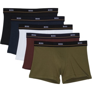 BOSS Men’s 5-pack Bold Logo Trunks(Fern Green/Merlot/White/Aegean Blue/Black)