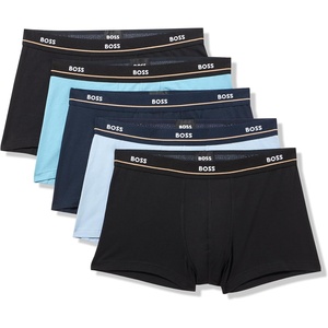 BOSS Men’s 5-pack Bold Logo Trunks(Forever Blue/Ballad Blue/Black/Navy/Black)