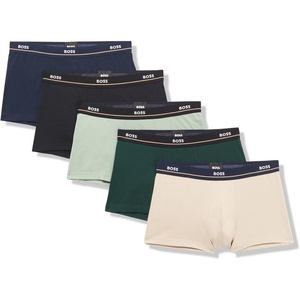 BOSS Men’s 5-pack Bold Logo Trunks(Navy/Cream/Seafoam Green/Pinetree Green/Black)