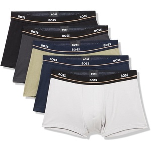 BOSS Men’s 5-pack Bold Logo Trunks(Navy/Silver/Kalamata Green/Asphalt/Black)