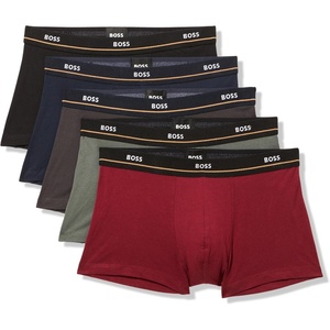 BOSS Men’s 5-pack Bold Logo Trunks(Olive/Cranberry/Navy/Charcoal/Black)