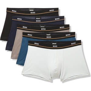 BOSS Men’s 5-pack Bold Logo Trunks(Peacock Blue/Seafoam/Shark/Navy/Black)