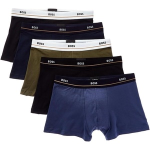 BOSS Men’s 5-pack Bold Logo Trunks(Spruce Blue/Black/Night/Fern Green/Black)