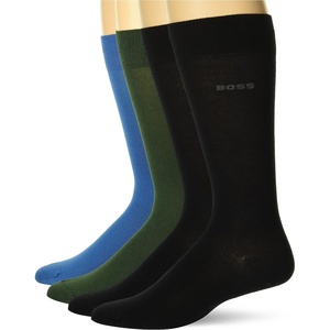 BOSS Men’s 5-pack Solid Cotton Socks(Black Soot / Black Soot / Black Soot / Medium Ash Grey / Light Dusty Blue)
