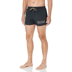 BOSS Men’s Big Logo Swim Trunk(Black Fog)