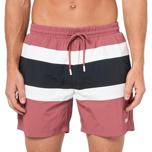 BOSS Men’s Block Stripe Swim Trunks(Red Potato)