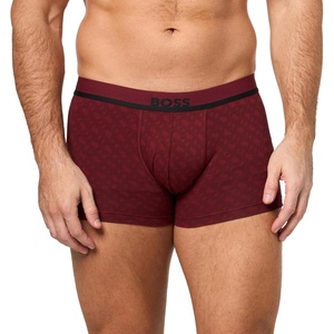 BOSS Men’s Bold Logo 365 Cotton Stretch Trunk Underwear(Merry Red Geo Print)