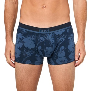 BOSS Men’s Bold Logo 365 Cotton Stretch Trunk Underwear(Navy Shine Floral)