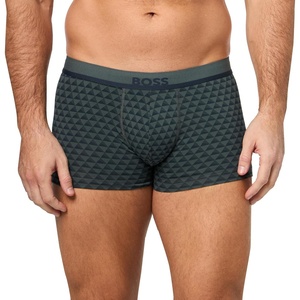 BOSS Men’s Bold Logo 365 Cotton Stretch Trunk Underwear(Olive Geo Print)