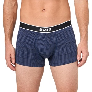 BOSS Men’s Bold Logo Patterned Trunk(Dark Blue Houndstooth)