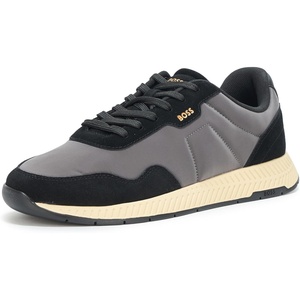 BOSS Mens Essential Low Profile Sneaker(Charcoal/Black)