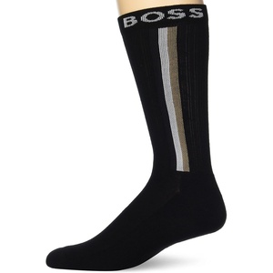 BOSS Men’s Iconic Quarter Length Ribbed Socks(Black Oil)